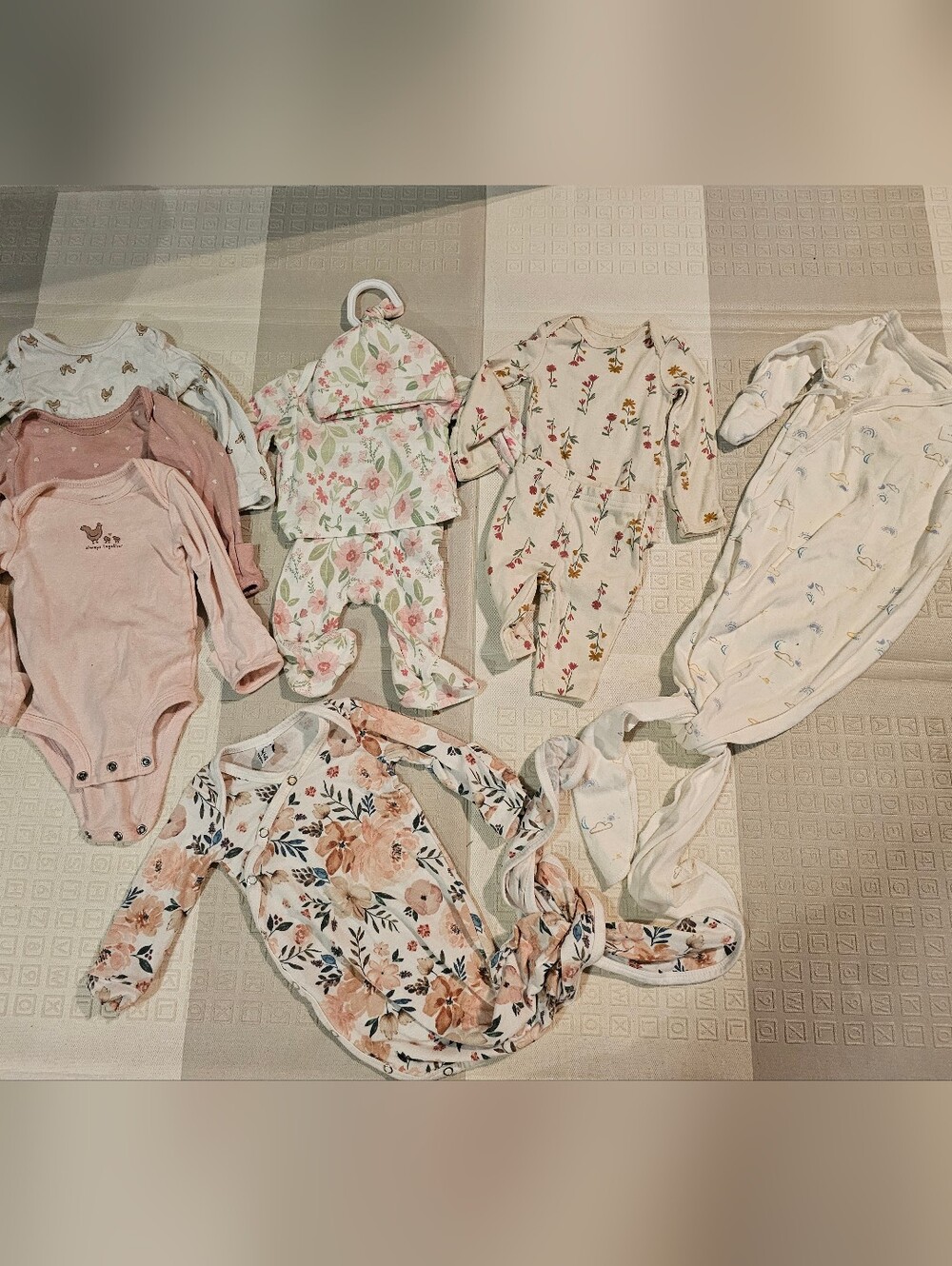 Gerber Baby Footie Bundle in Pink, Cream & Green Floral Prints
